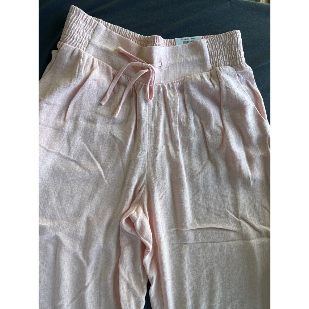 JM Collection Womens Wide Leg Smocked Waist Drawstring Pants Pink Small NWT - Picture 2 of 6